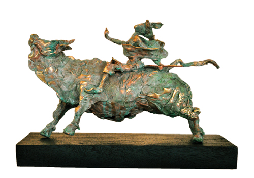 EL12 
Krishna on Cow - II 
Bronze on Wood 
14 x 8 x 8.5 inches 
Unavailable (can be commissioned)